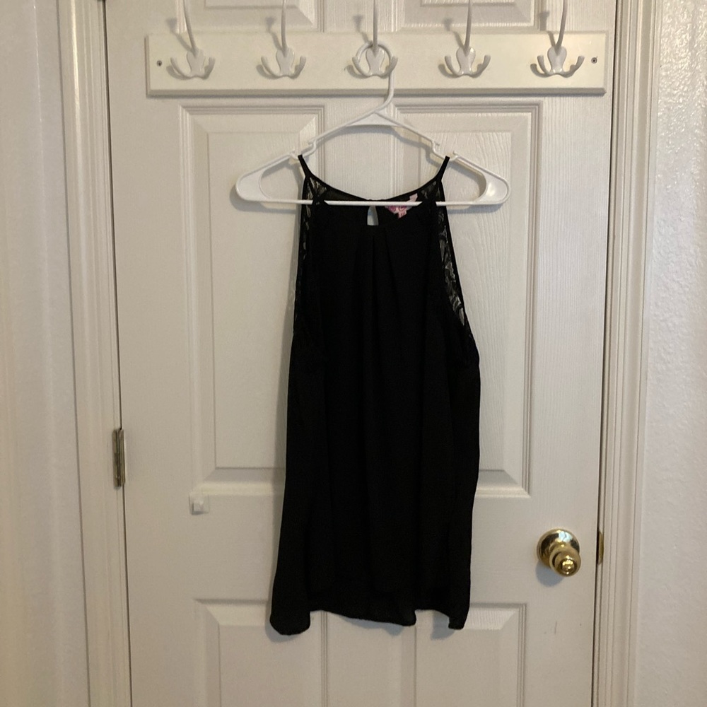 Candie’s Black Hi-Lo Halter Blouse with Lace